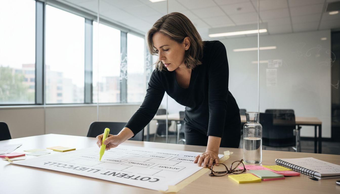 Project coordinator planning content workflow