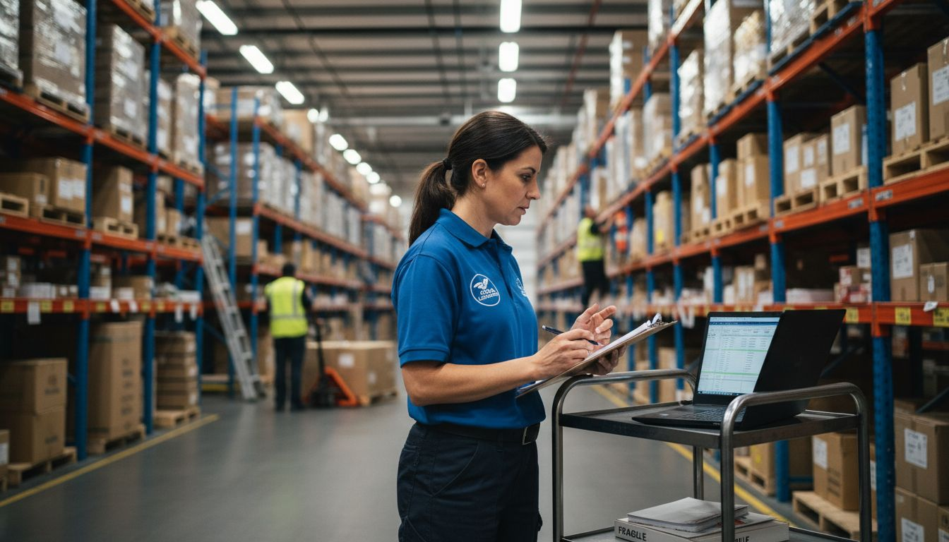 Team lead auditing warehouse workflow automation