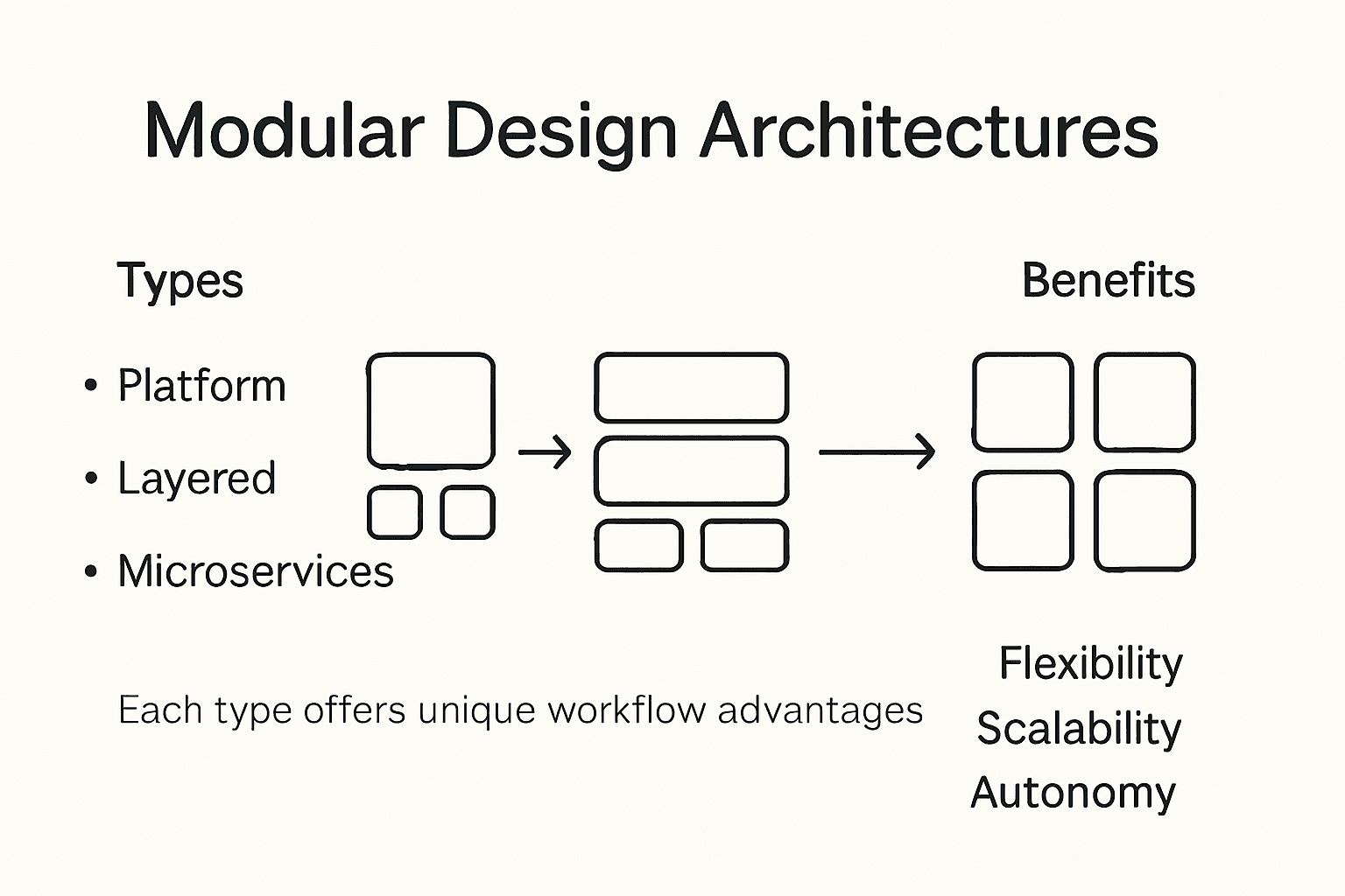 Infographic showing modular architecture types and benefits