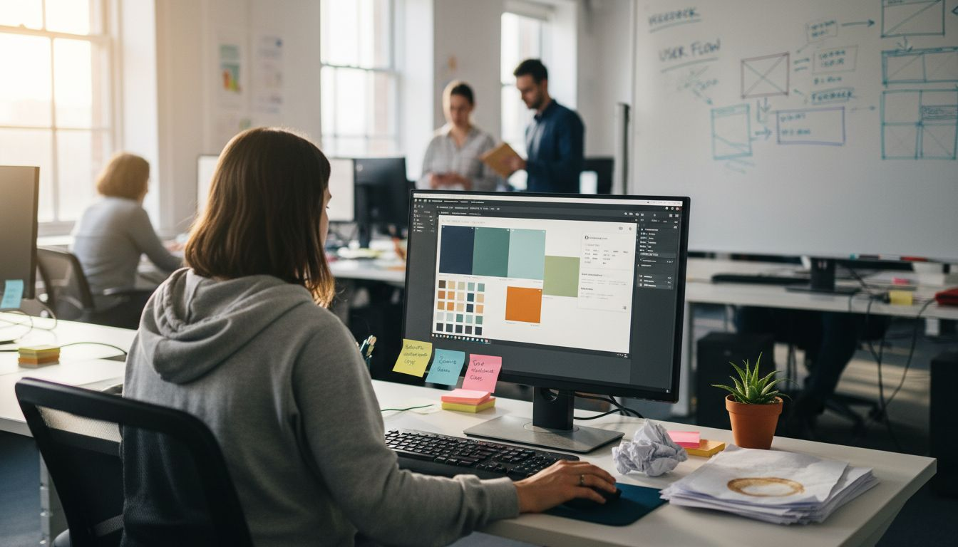 UX designer reviews dashboard interface design