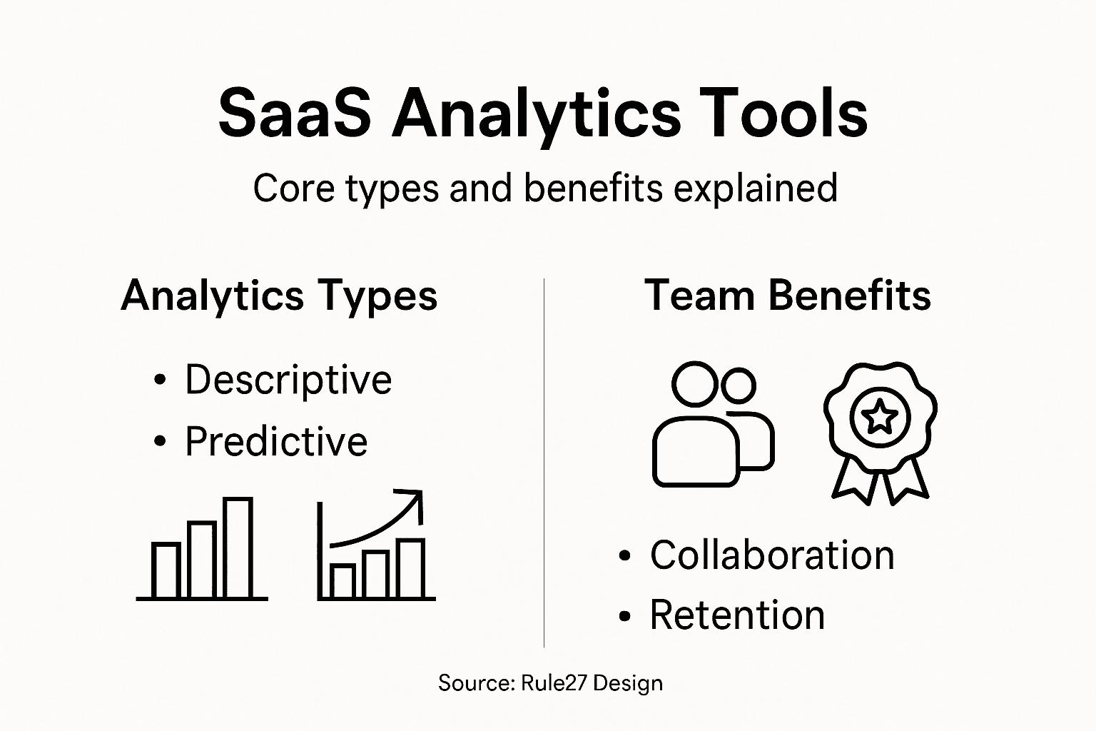 Infographic summarizing SaaS analytics tool types