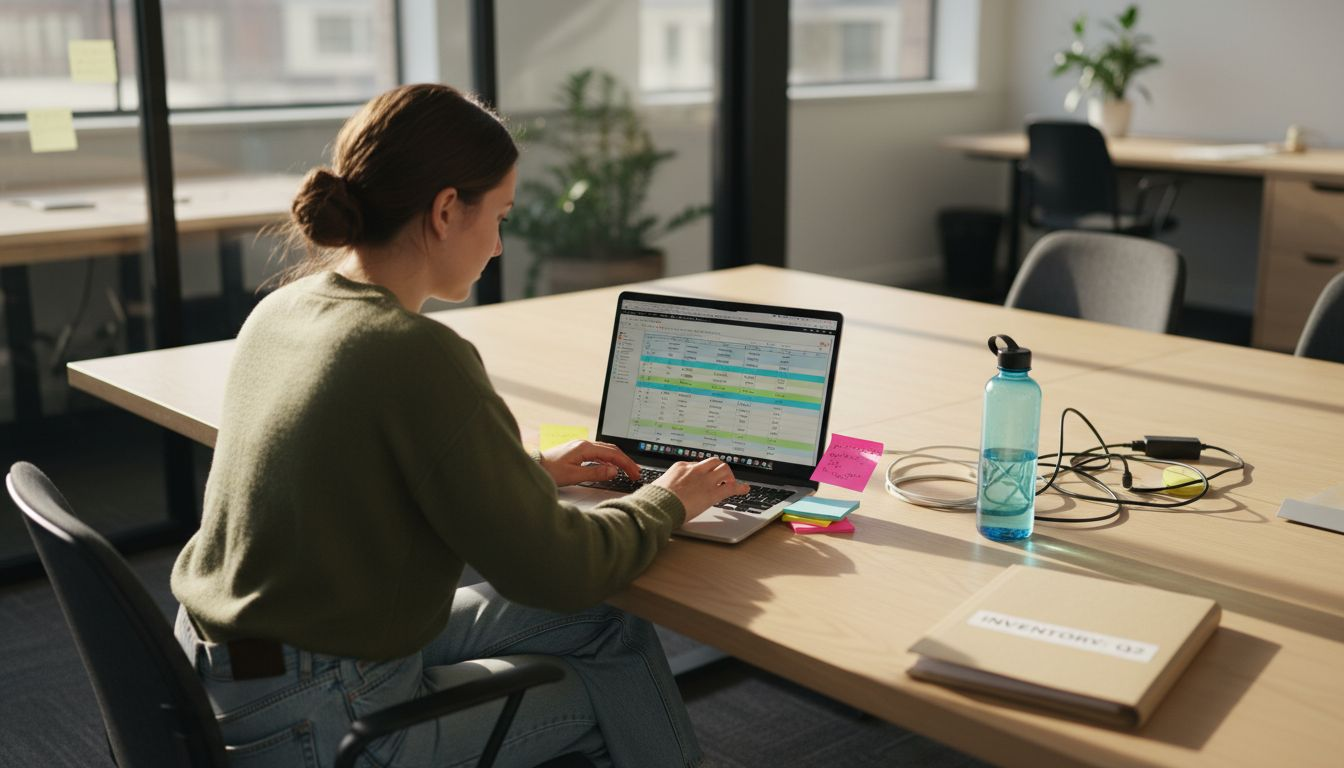 Woman organizing digital content inventory