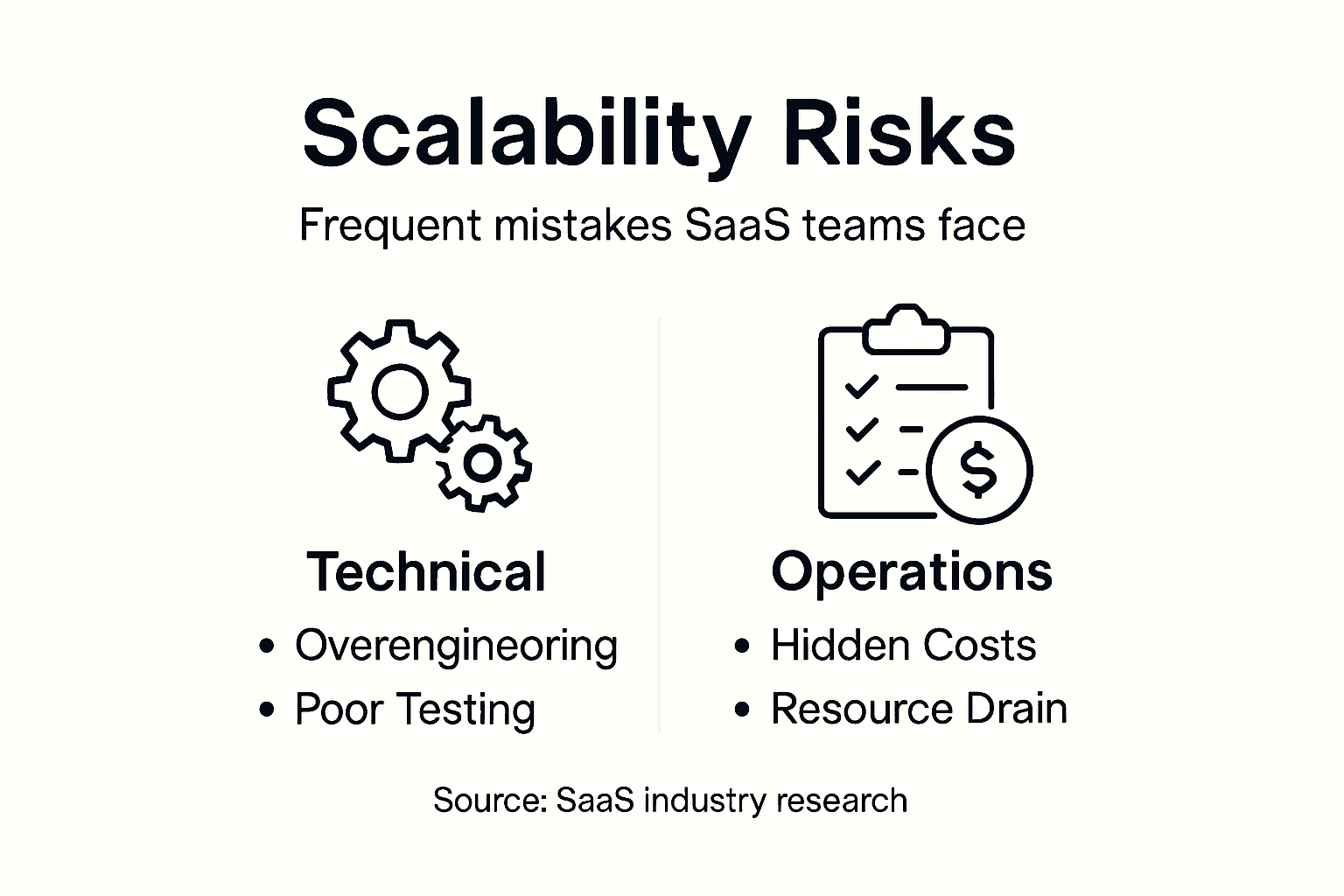 Infographic depicting SaaS scalability mistakes and risks
