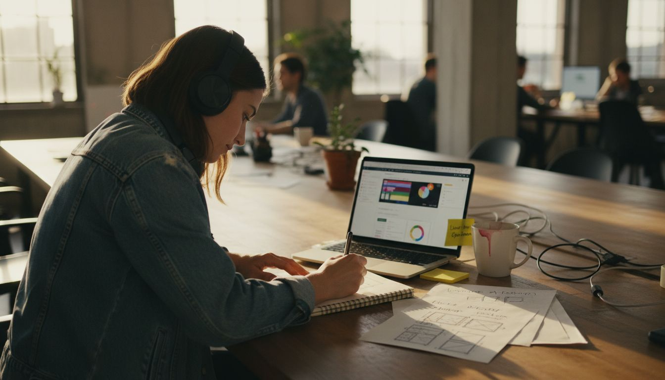Designer sketching user-focused interface ideas