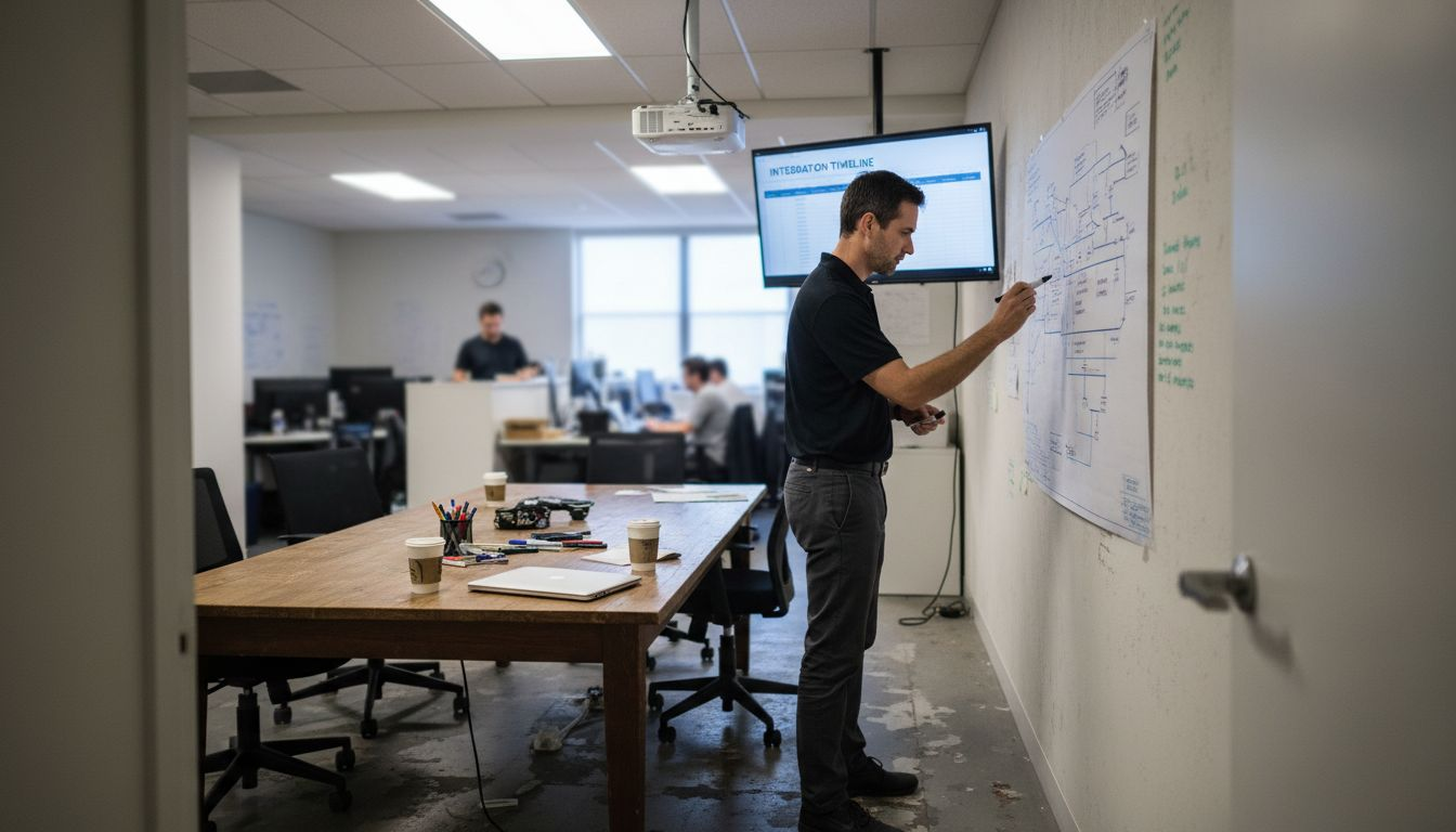 Architect updating SaaS platform integration map