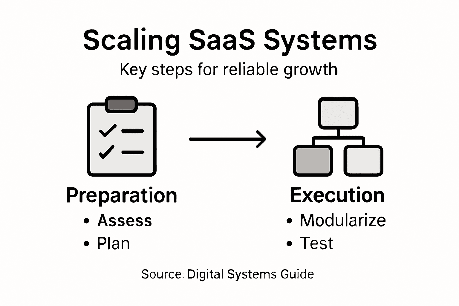 Infographic summarizing key SaaS scaling steps