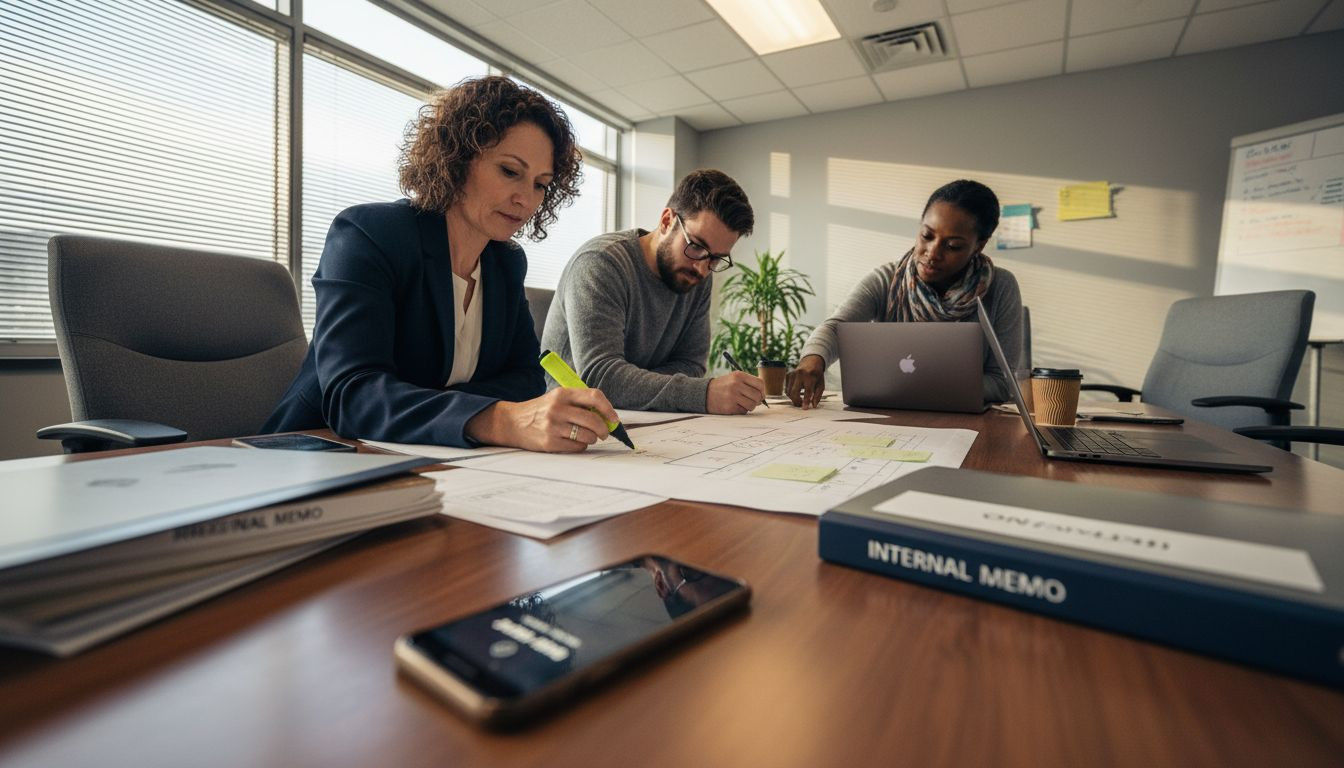 Team conducting process improvement meeting