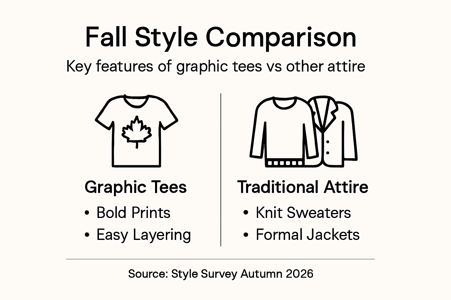 Infographic comparing graphic tees with autumn attire