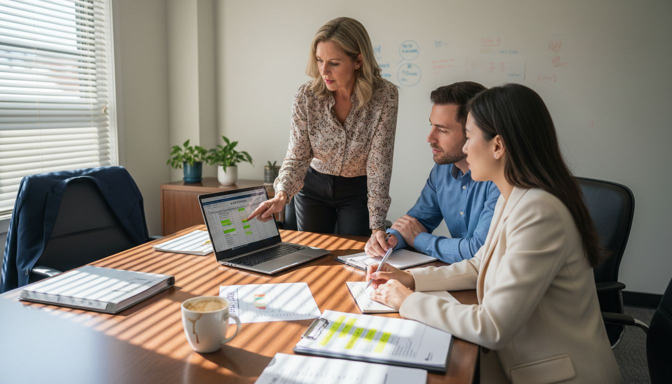 Manager explaining software category distinctions