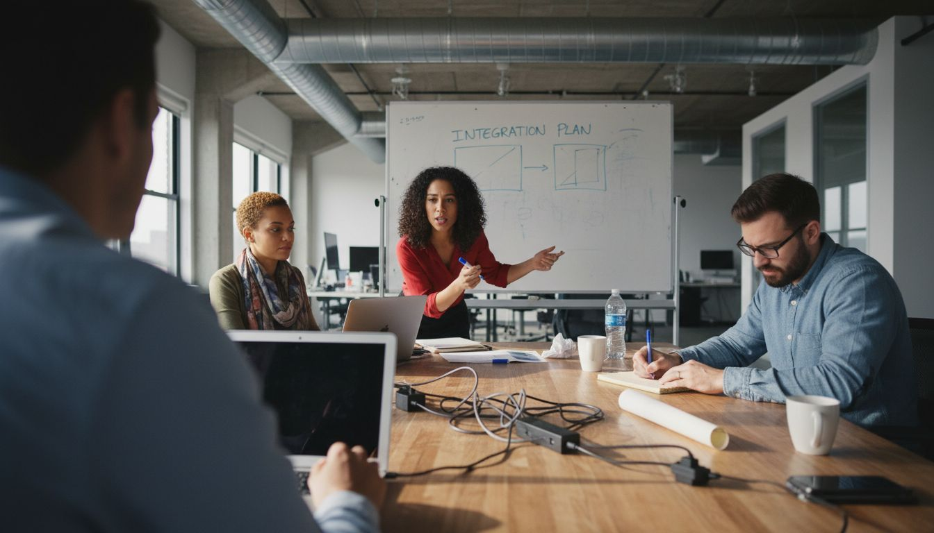 Team planning custom business system layout