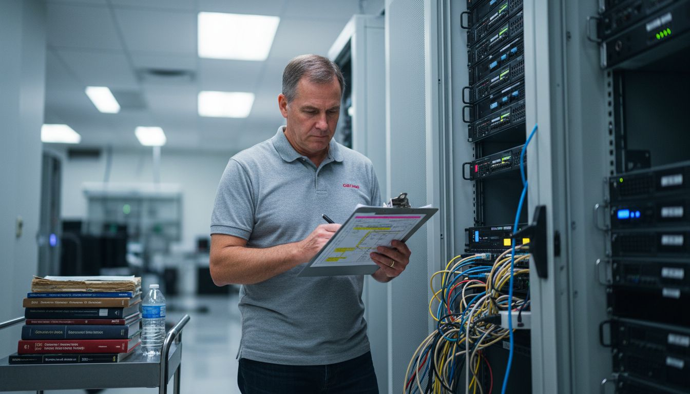 IT architect reviewing server infrastructure plan