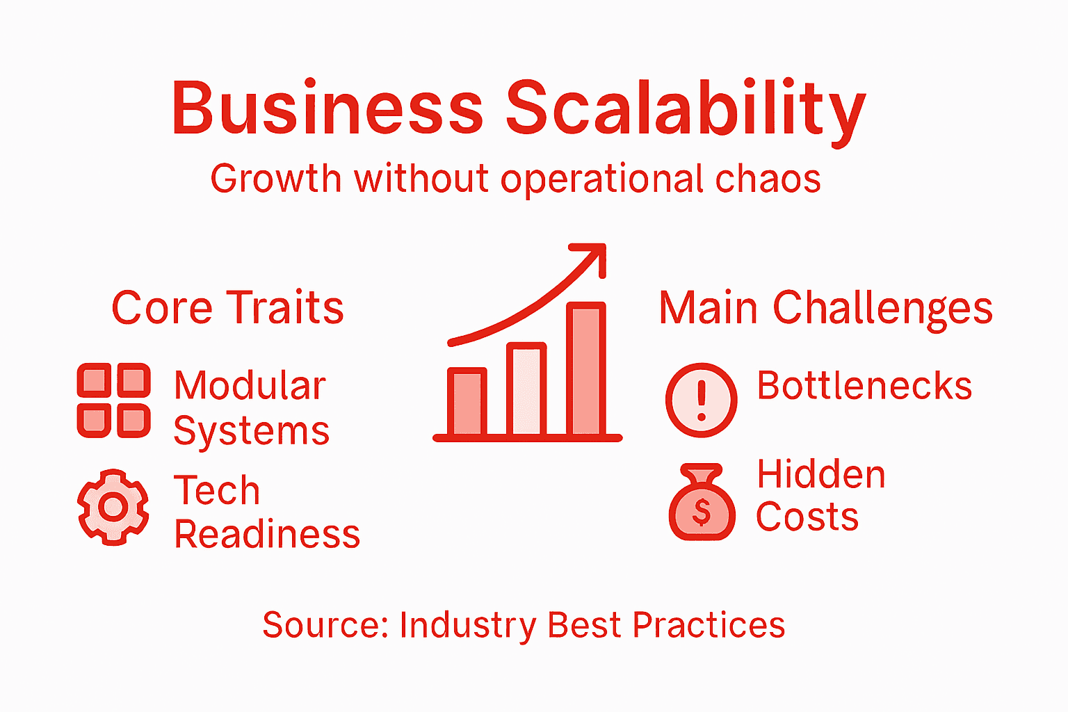 Infographic with traits and challenges of scalability