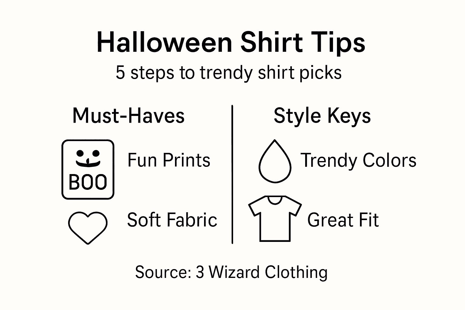 Infographic on steps to pick Halloween shirts