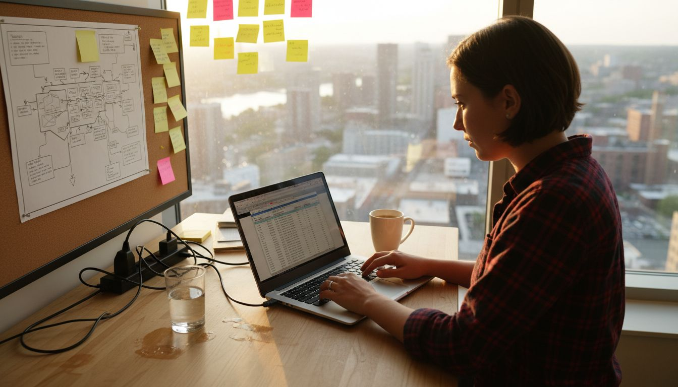 Operations manager optimizing workflow at desk