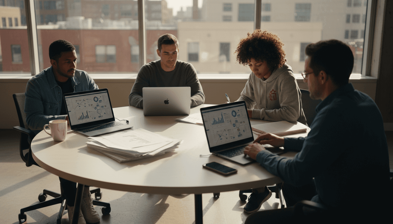 Team collaborating on analytics workflow