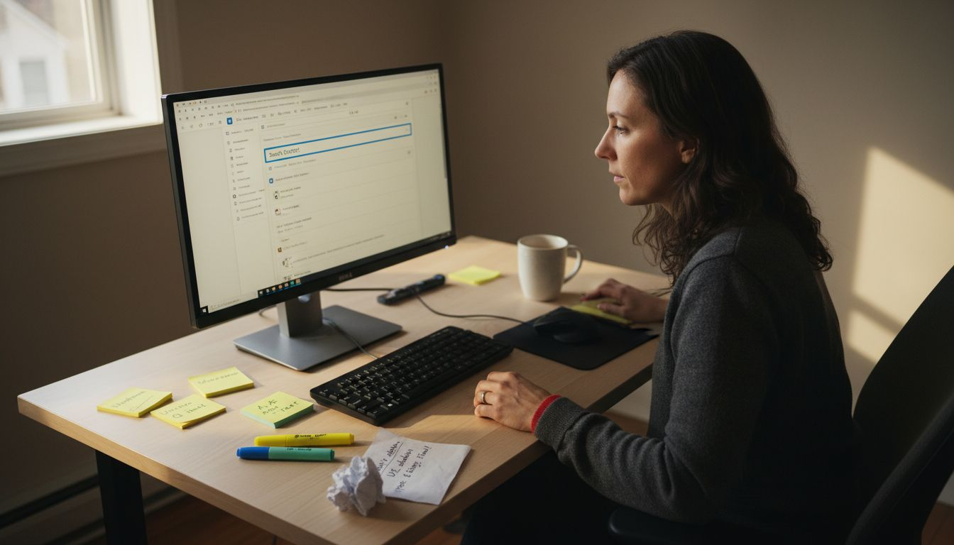 Designer checking admin panel for findability