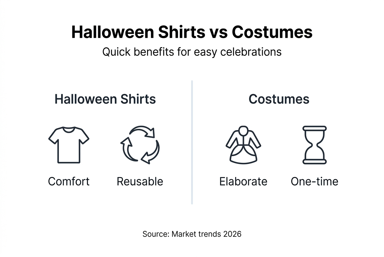 Infographic comparing Halloween shirts and costumes