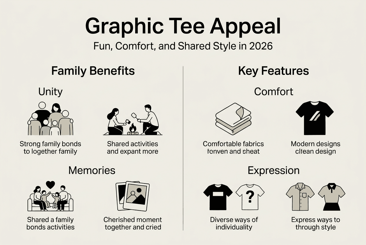 Infographic on benefits of family graphic tees