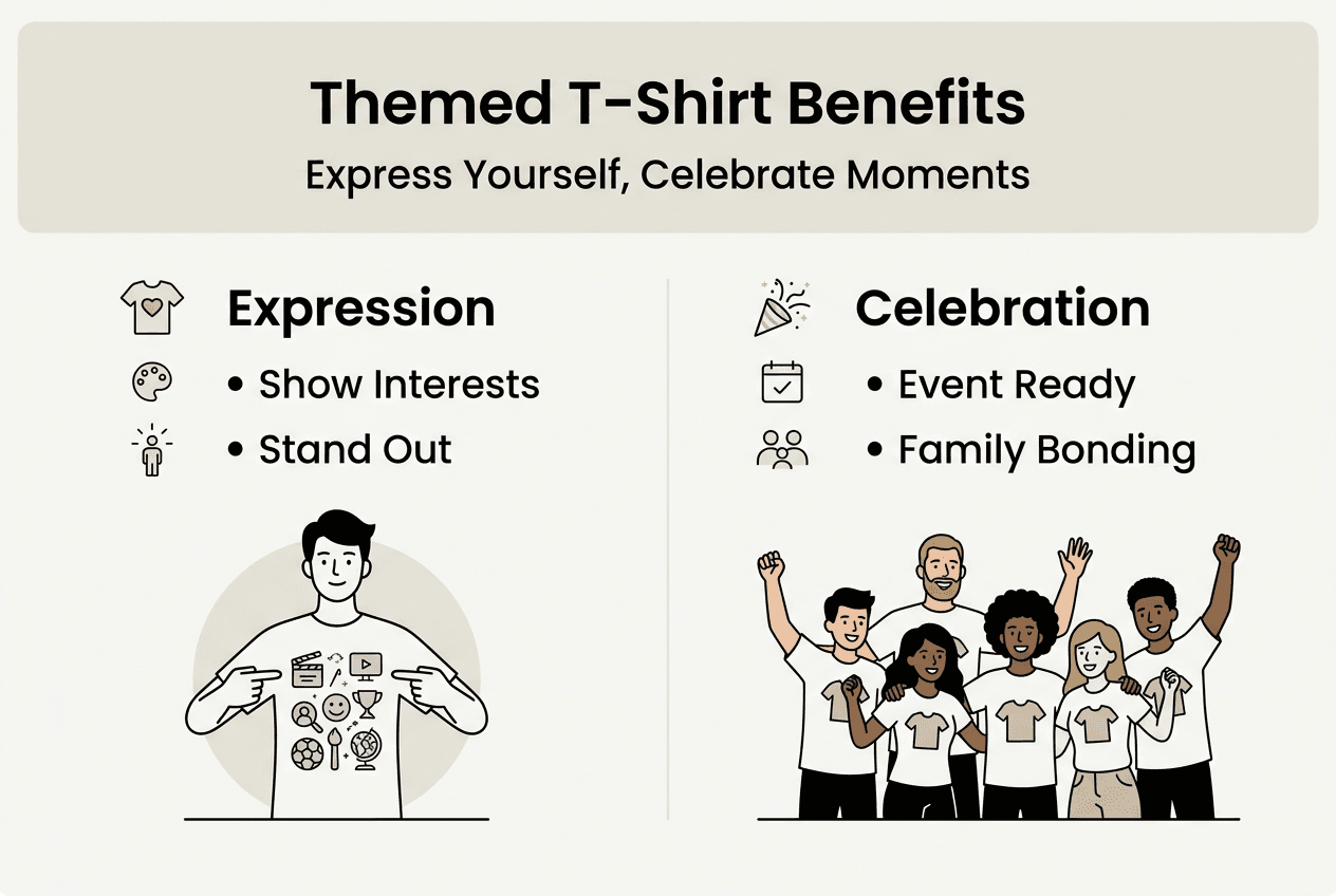Infographic themed t-shirt style and benefits
