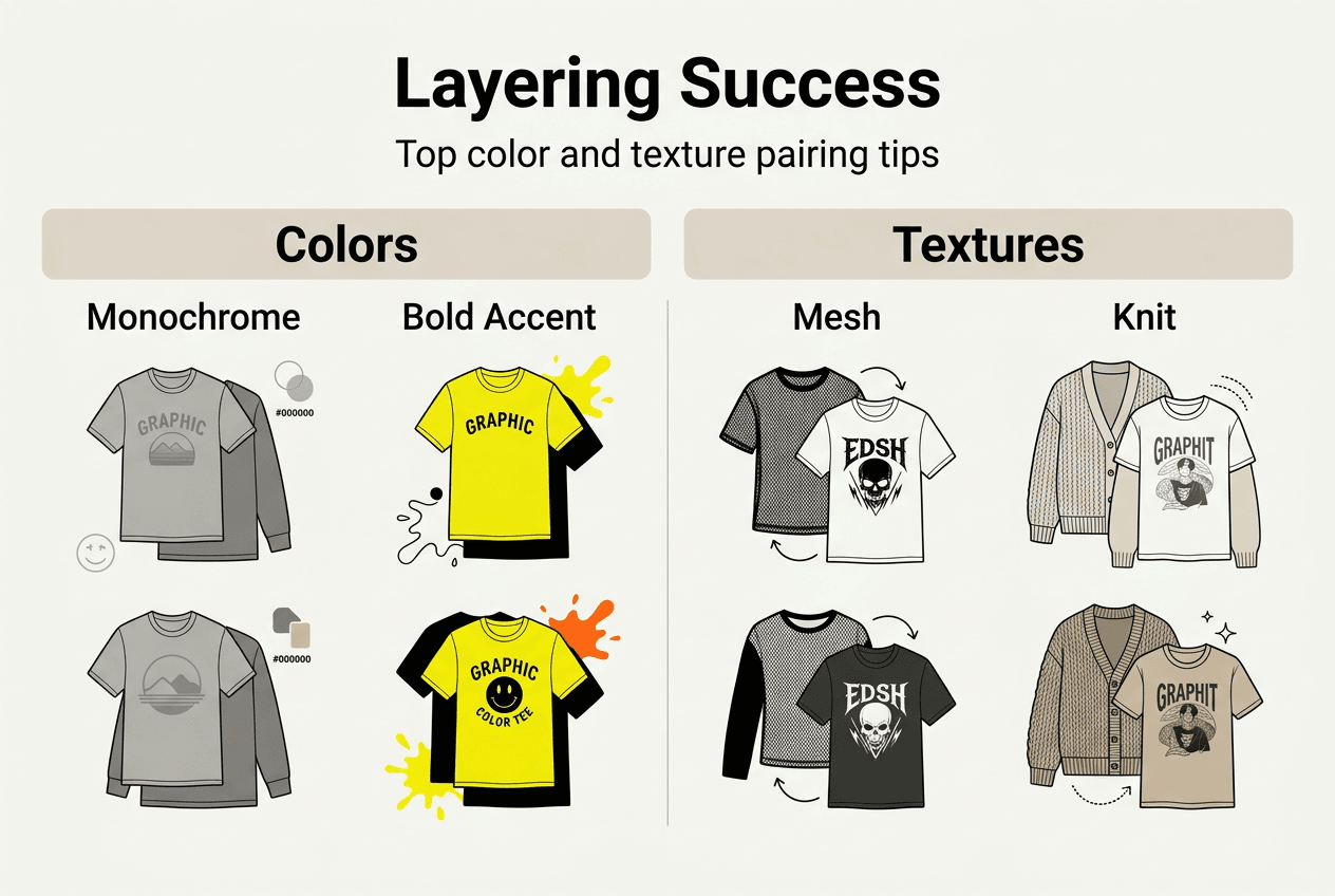 Infographic showing color and texture pairing tips