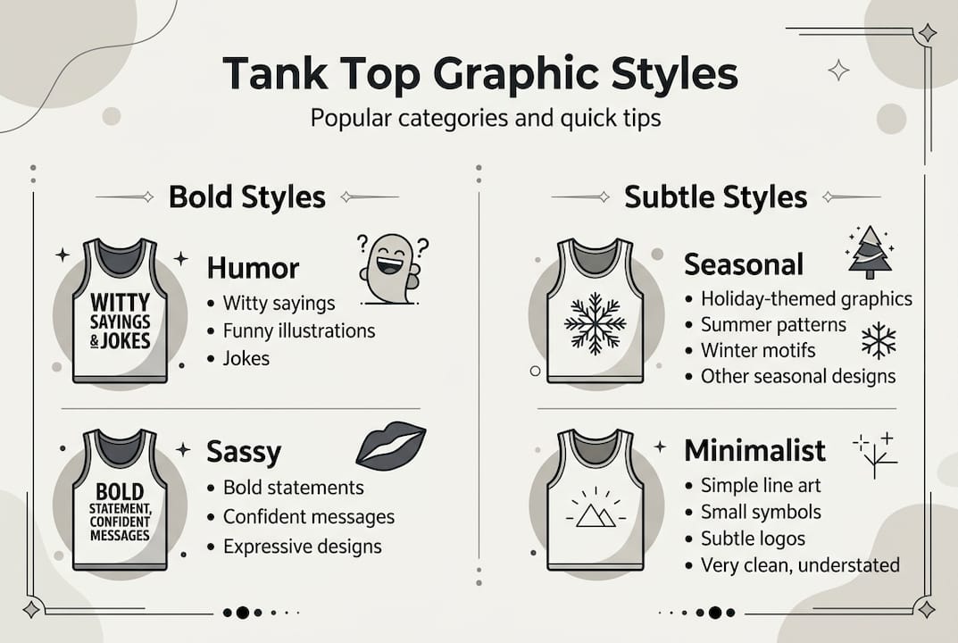 Infographic comparing tank top graphic categories