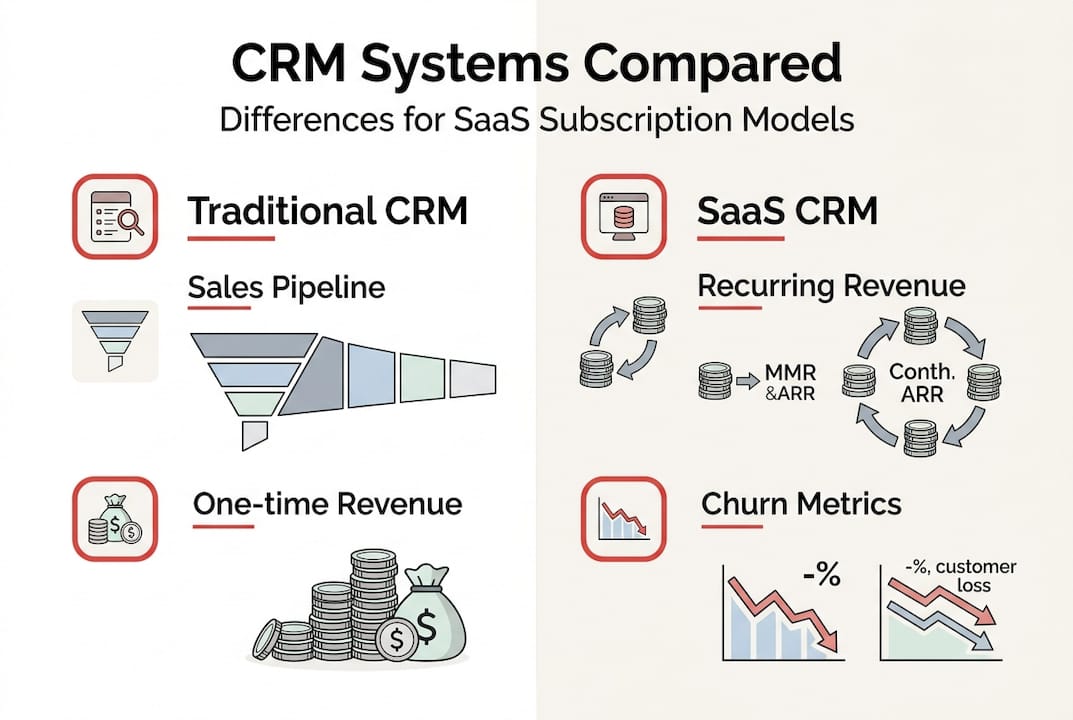 Infographic comparing SaaS and traditional CRM