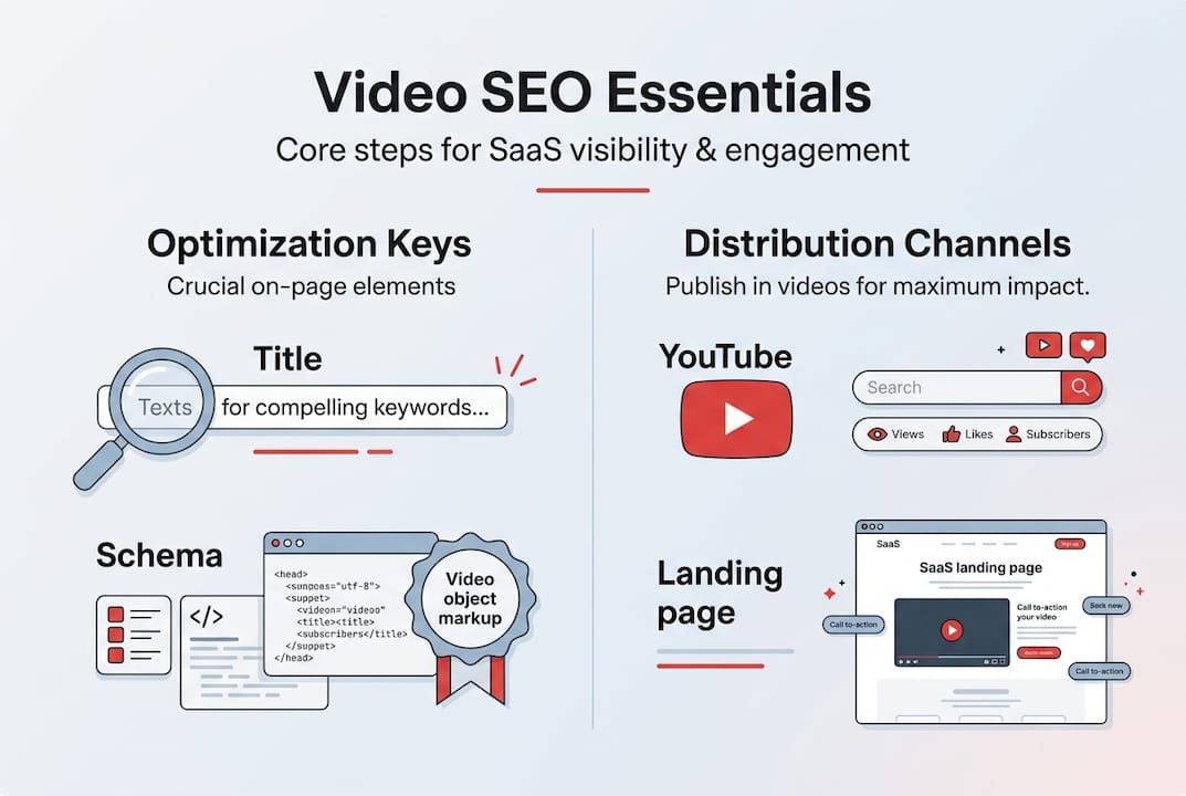 Infographic of core video SEO elements and channels