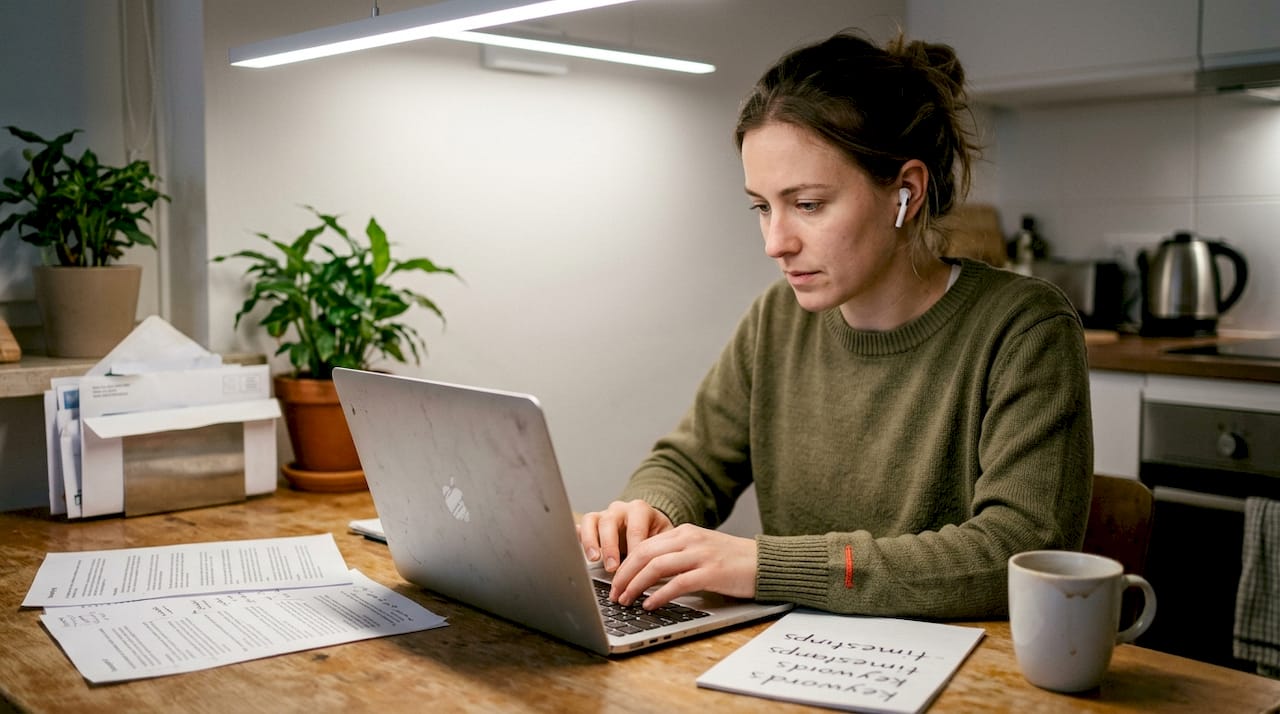 Content creator optimizing video with detailed notes