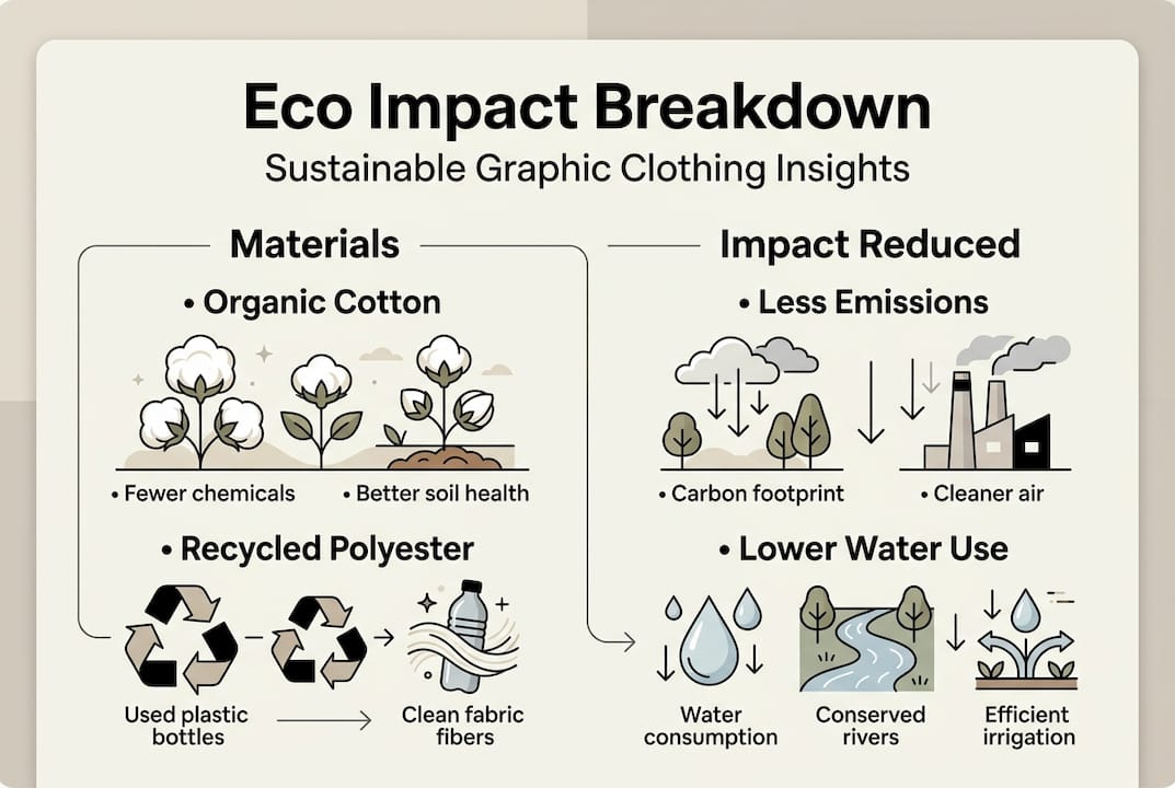 Infographic shows eco benefits of sustainable graphic tees