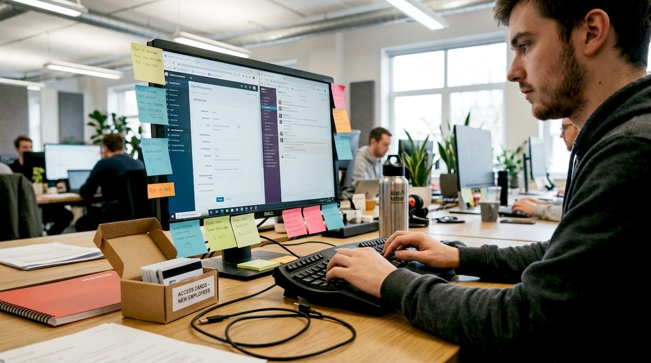 IT specialist preparing SaaS user accounts