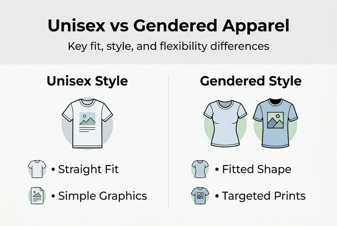 Infographic comparing unisex and gendered apparel
