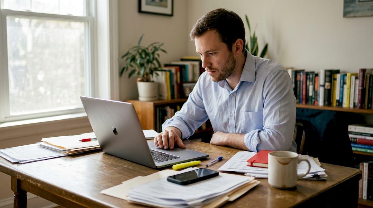 Analyst reviewing repetitive office tasks