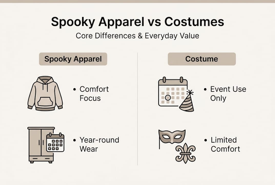 Infographic comparing spooky apparel and costumes