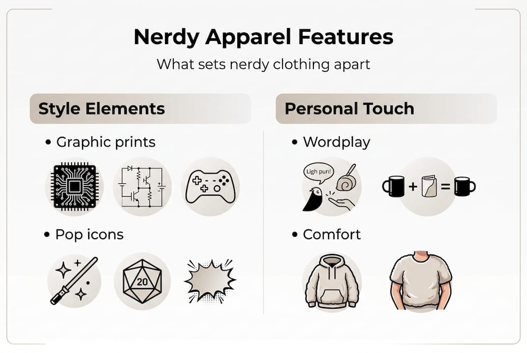 Infographic shows nerdy apparel feature breakdown