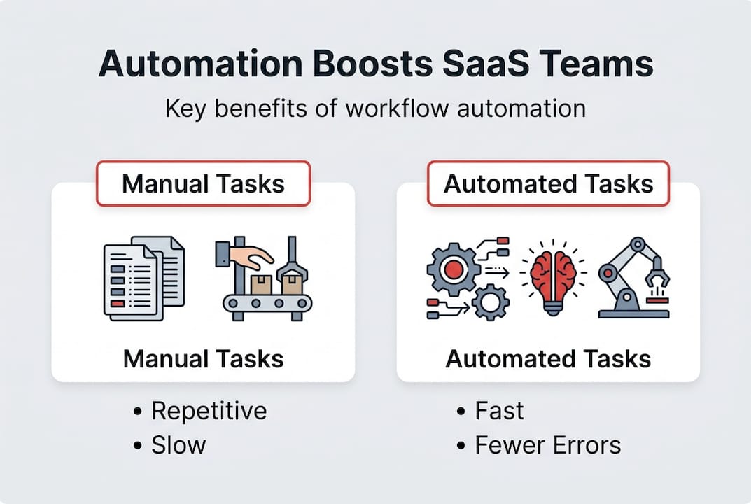 Infographic compares manual and automated SaaS tasks