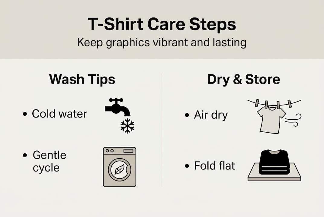 Infographic t-shirt care steps graphics lasting