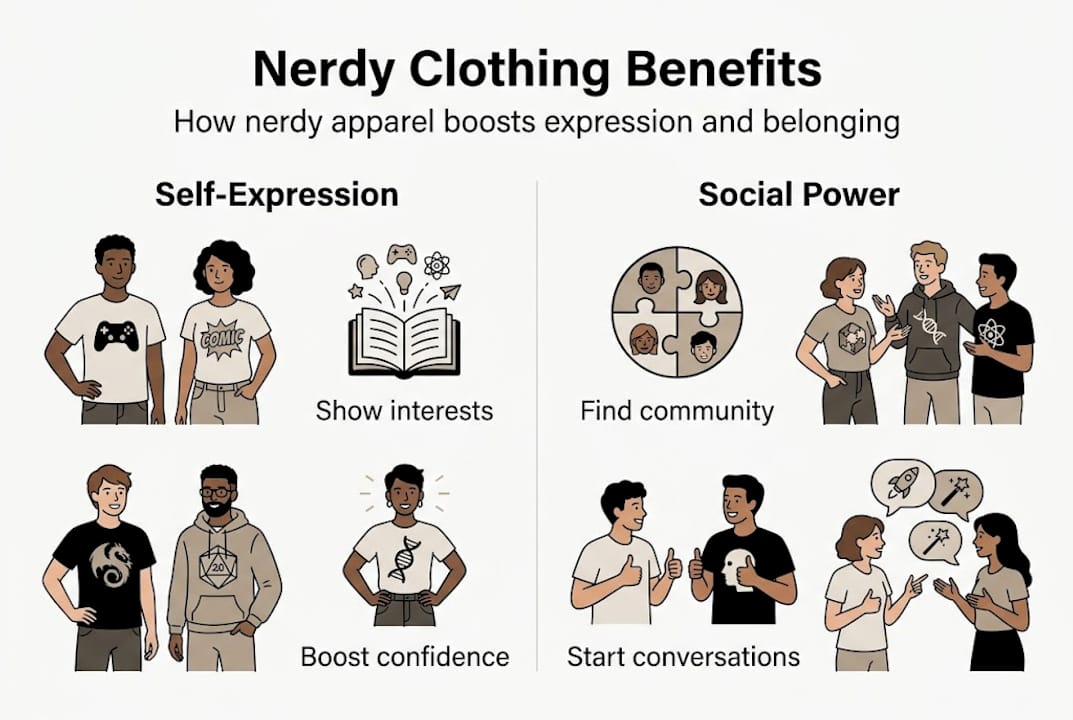 Infographic on nerdy clothing benefits