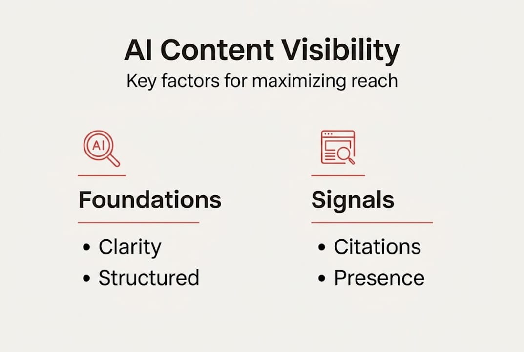 Infographic on AI content visibility factors