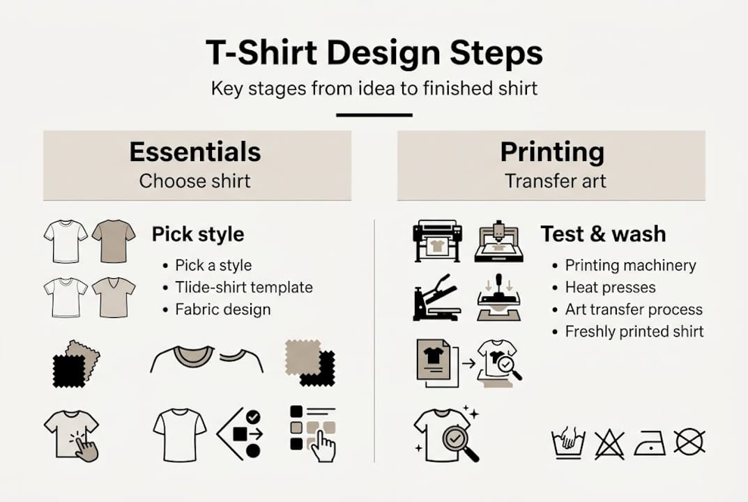 Infographic showing key steps in t-shirt design