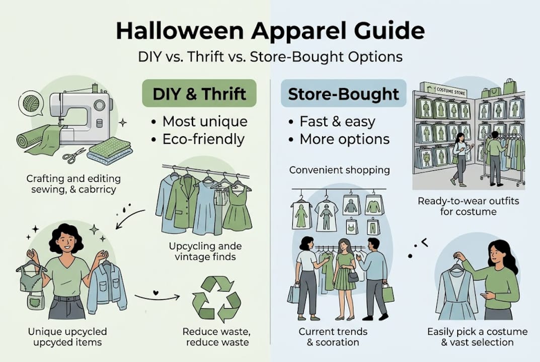 Infographic comparing DIY and store-bought Halloween apparel