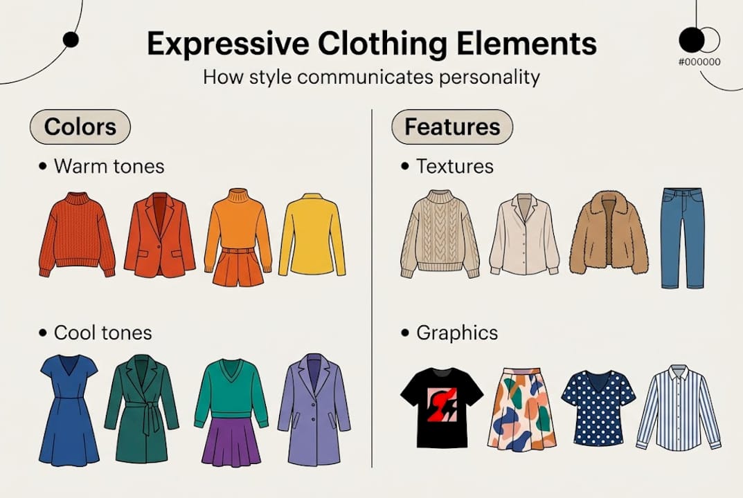 Infographic showing expressive clothing elements overview