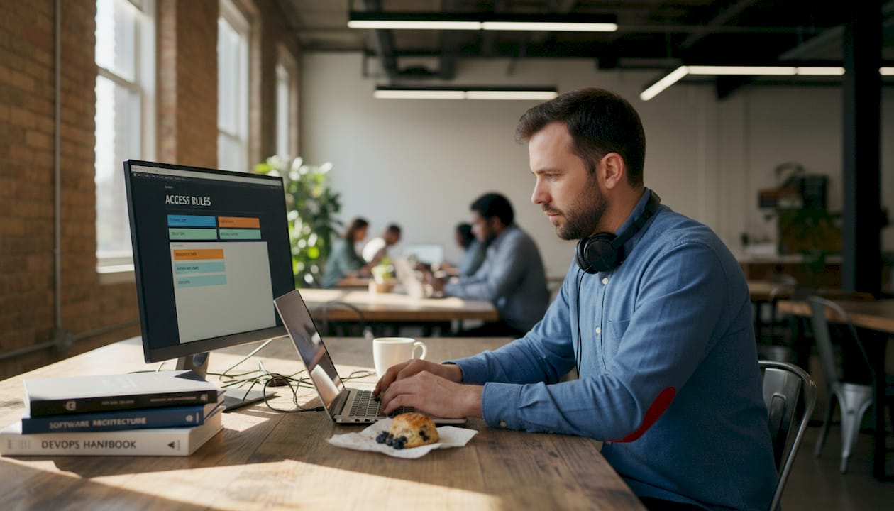 Developer adjusting filter settings at workspace