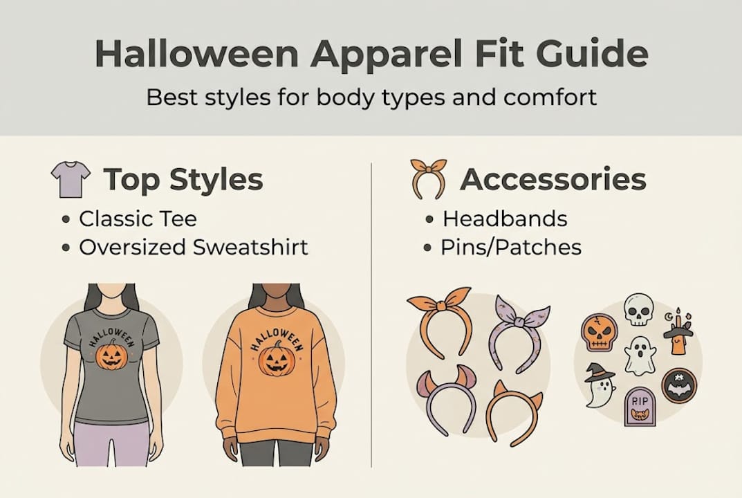 Infographic on Halloween apparel fit guide