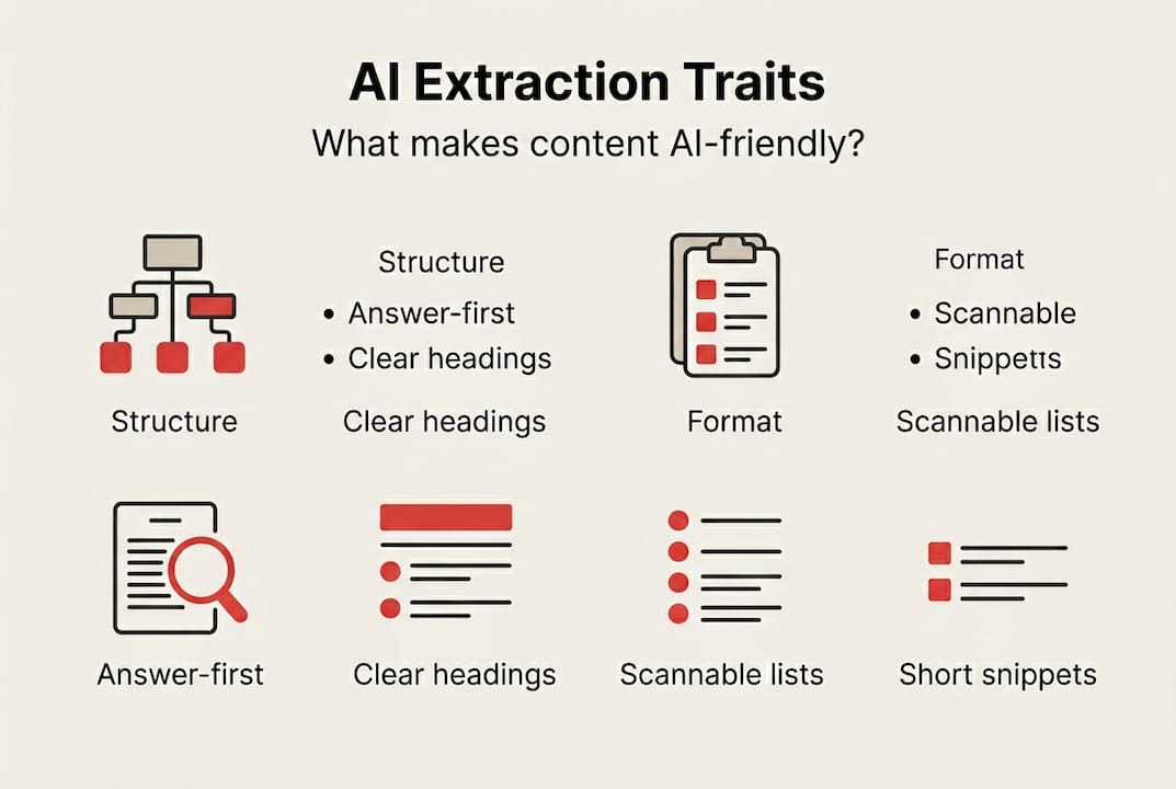 Infographic of AI-friendly content traits