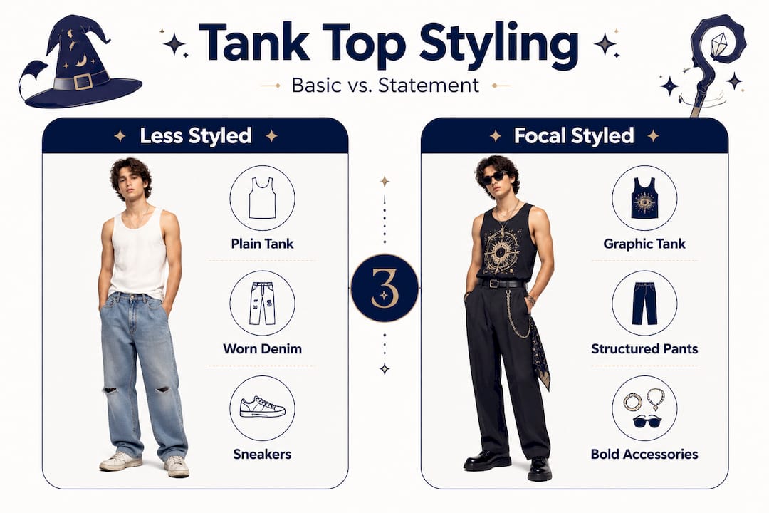 Infographic comparing tank styling approaches