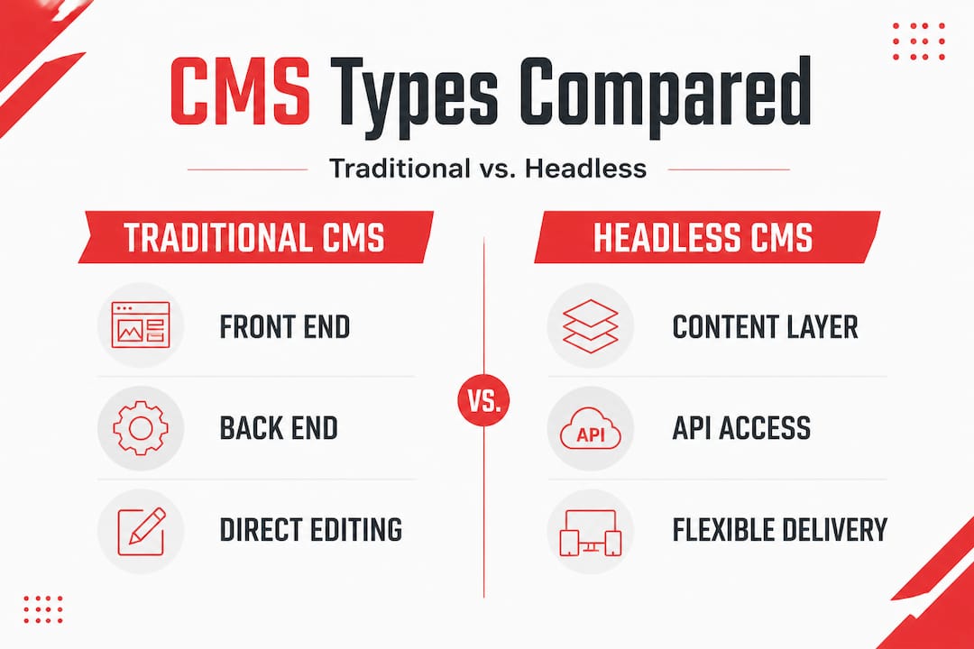 Infographic comparing traditional and headless CMS