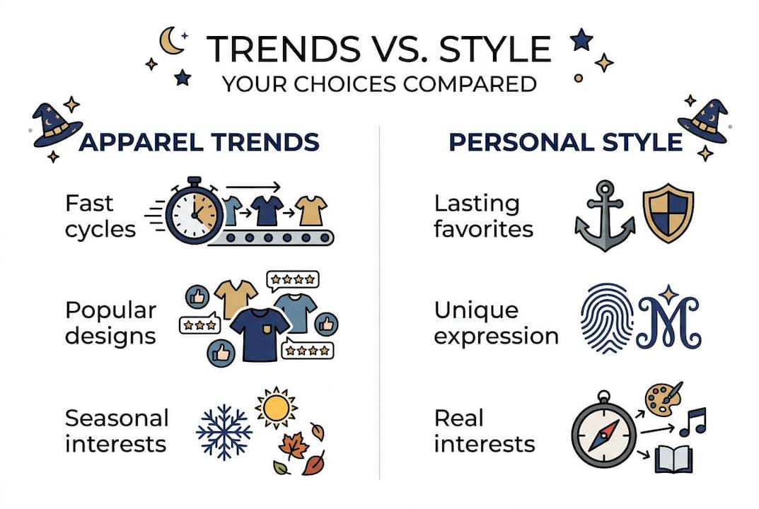 Infographic comparing apparel trends and style
