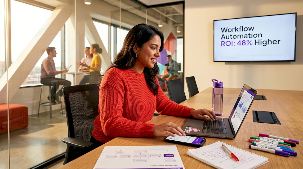 Manager working on SaaS marketing workflow automation