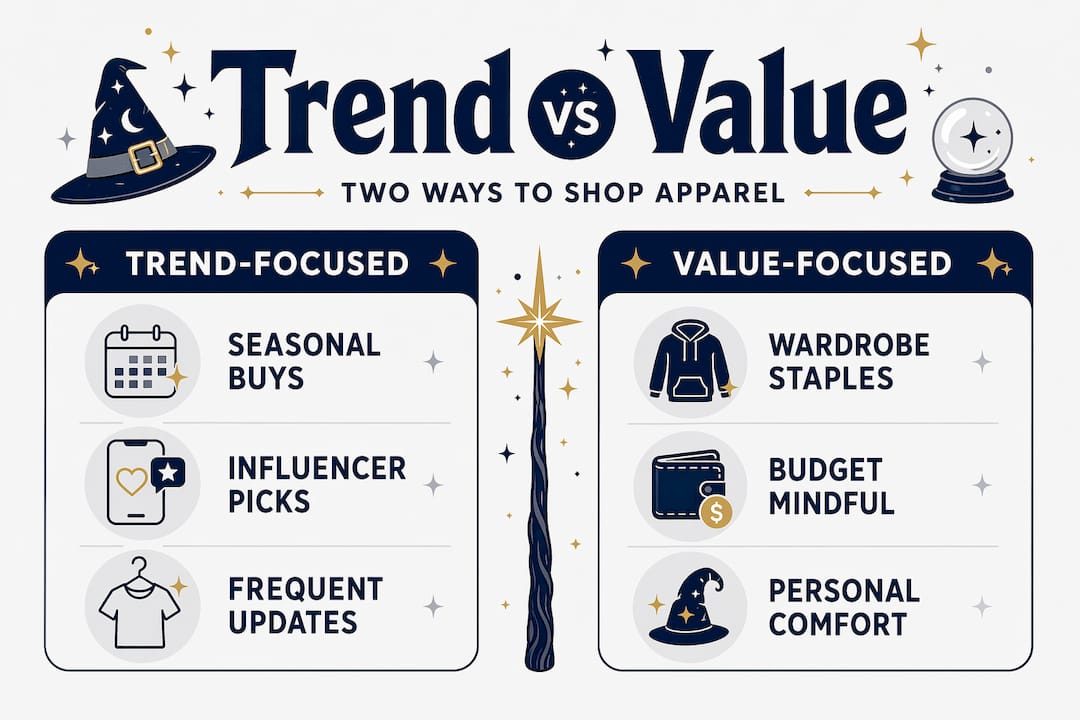 Infographic comparing trend-focused and value-focused shopping