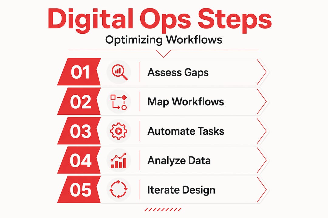 Infographic of digital ops workflow steps
